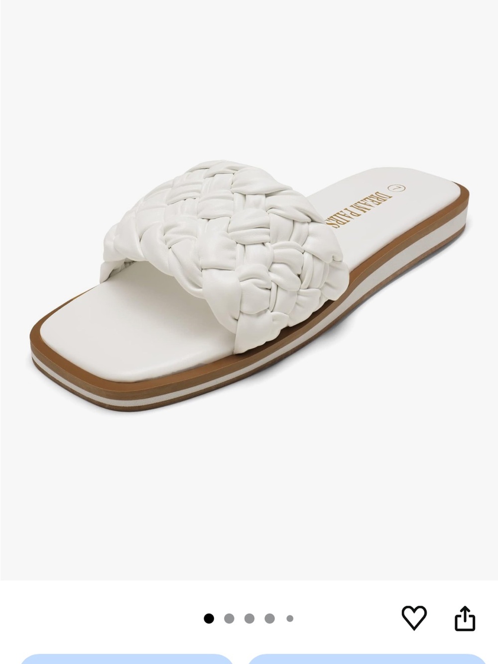 Dream Pairs White Woven Strap Slide Sandal